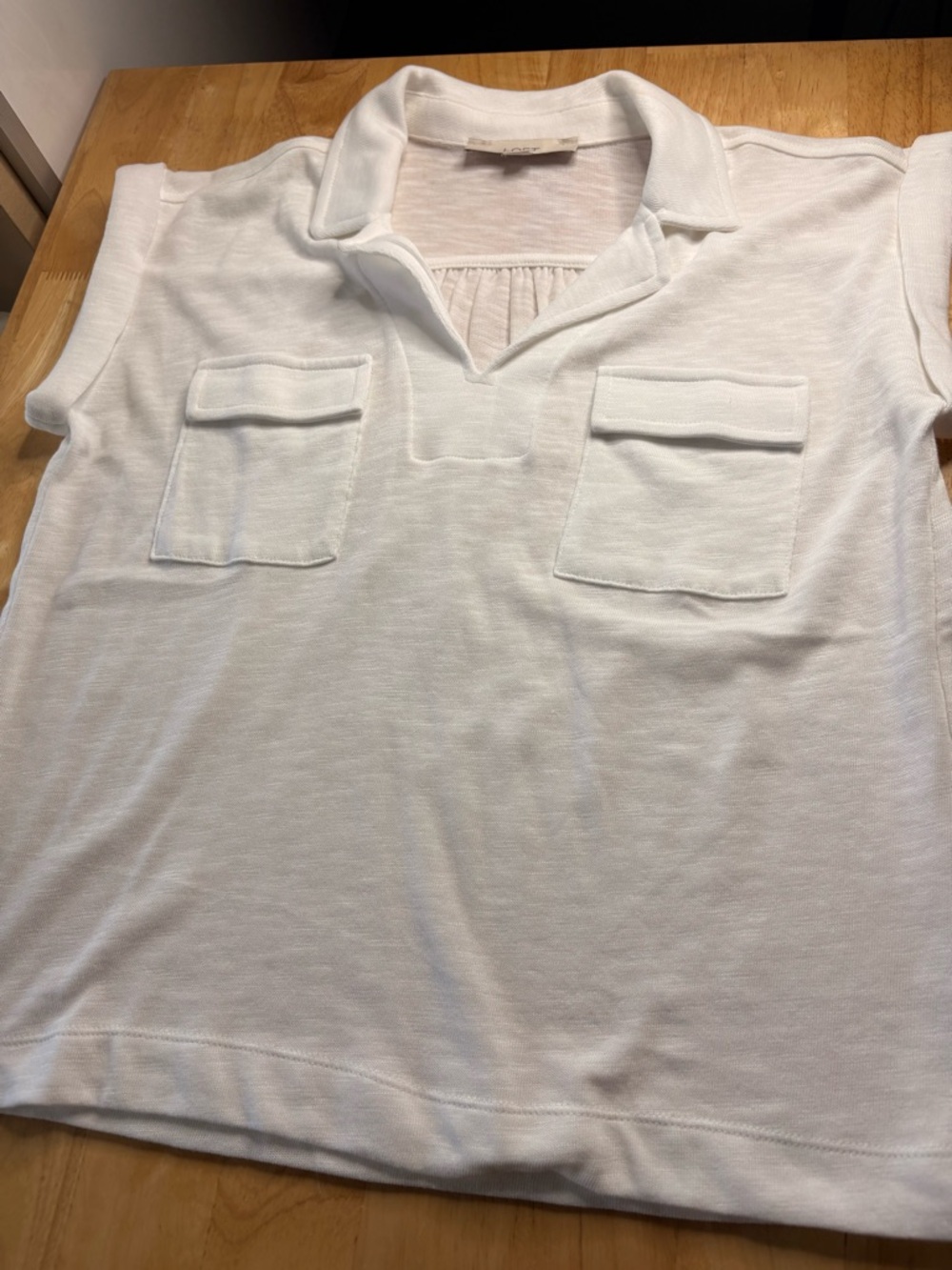 LOFT White Short Sleeve Pocket Polo Top